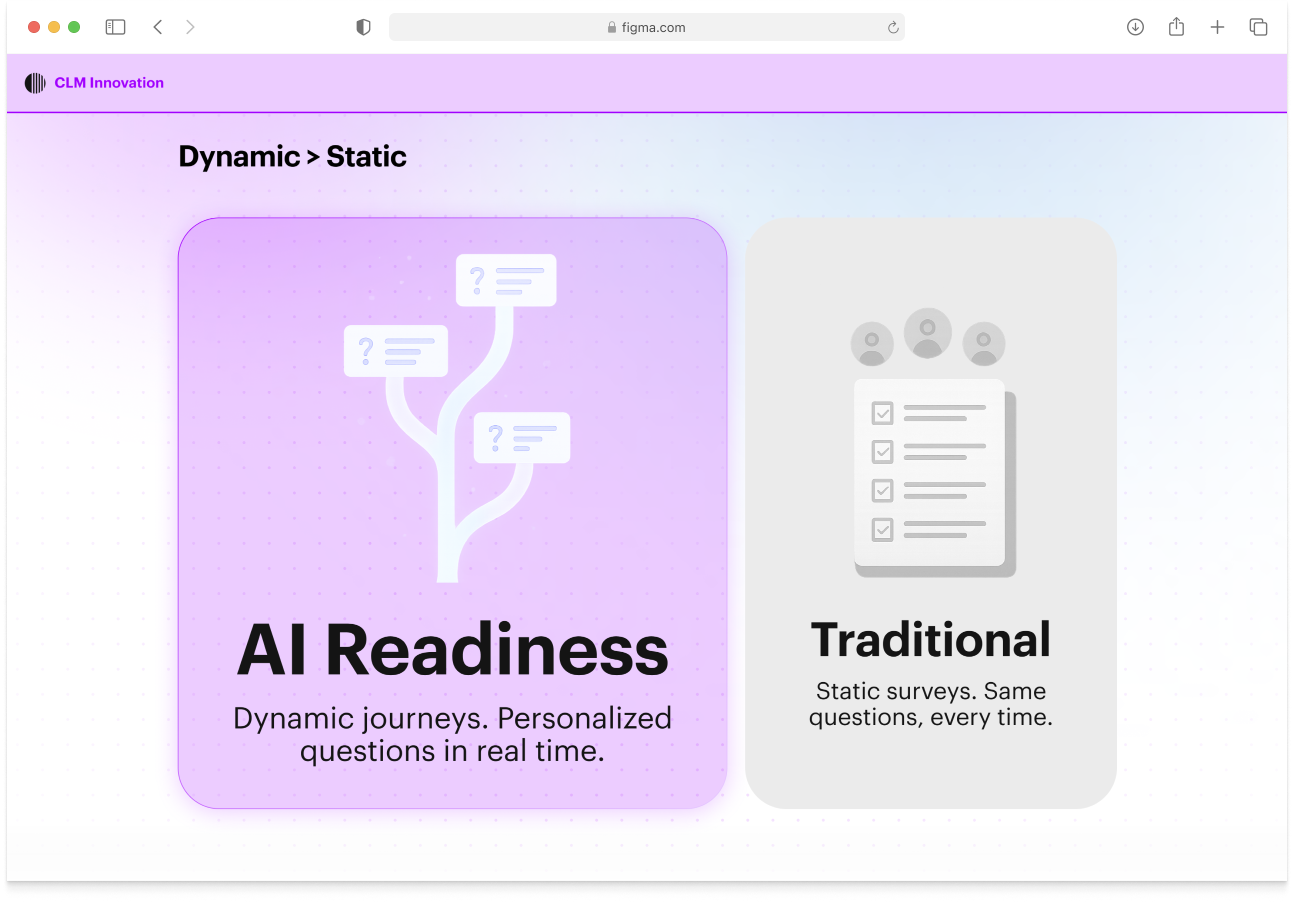 Dynamic vs. Static — the core proposition that framed the entire design direction