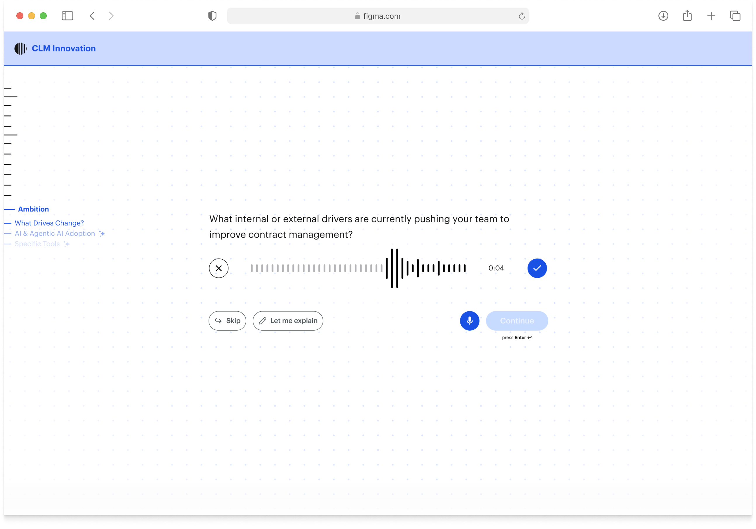 Voice input on an open-ended drivers question — removing the typing barrier for complex, contextual answers